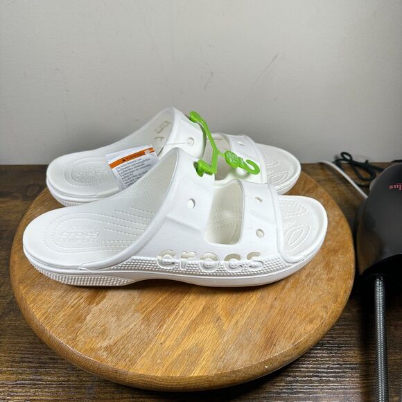 Crocs Unisex Baya White Slide Sandals Shoes Womens Size 12 - Picture 1 of 9